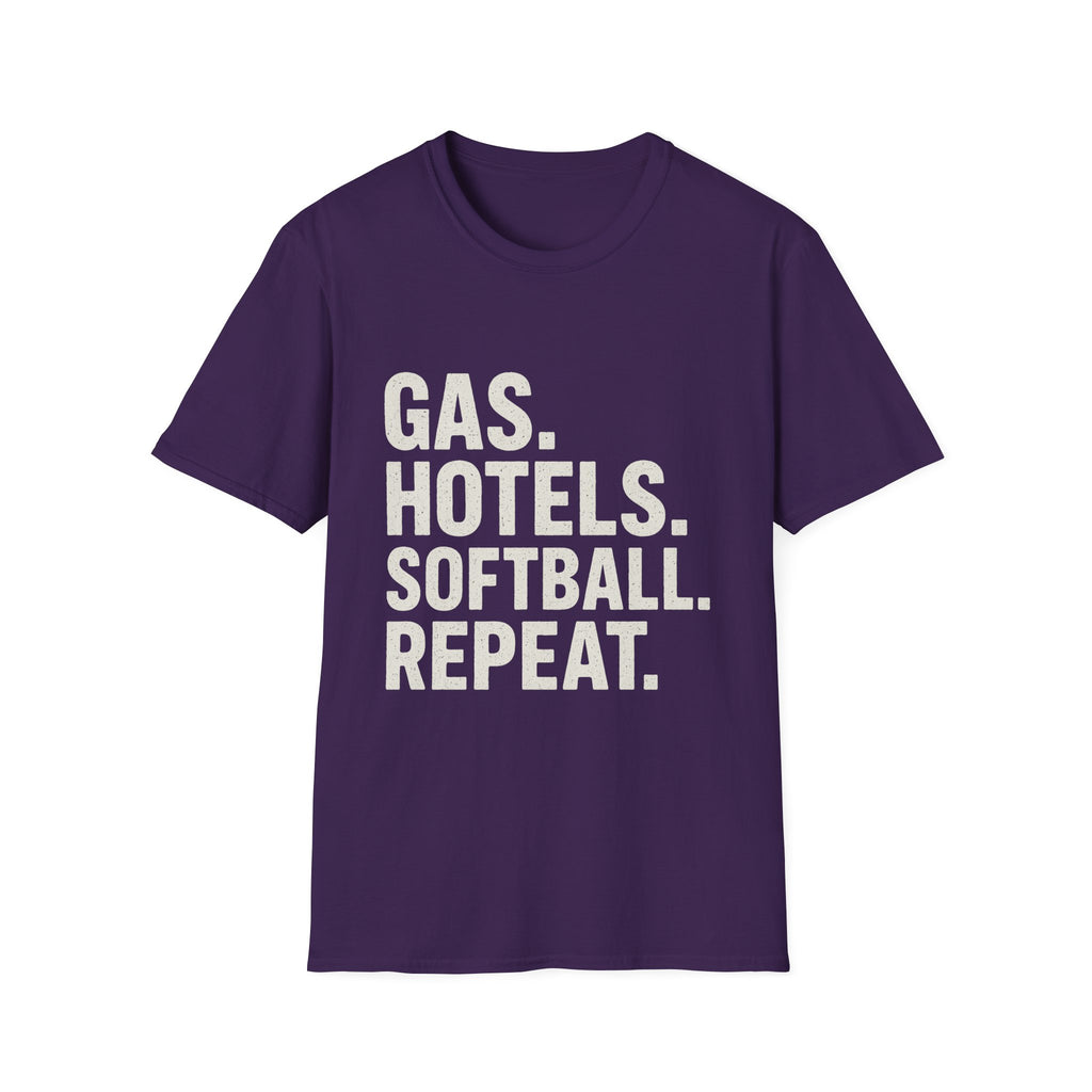 Gas. Hotels. Softball. Repeat T-Shirt