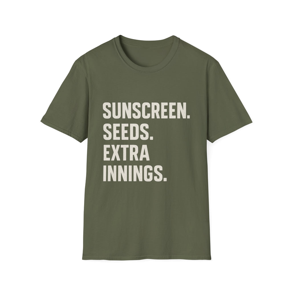 Sunscreen. Seeds. Extra Innings T-Shirt
